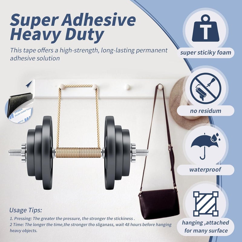 Godmony Super Sticky Double Sided Adhesive Pads,3mm Foam 50Pcs, Strong Double-sdied Sticky Foam Tape,2 Sided Way Black Rectangle 3.36" ,Removable Double-sided Mounting Tape ,Heavy Duty Sticky Pads for Walls - Image 3
